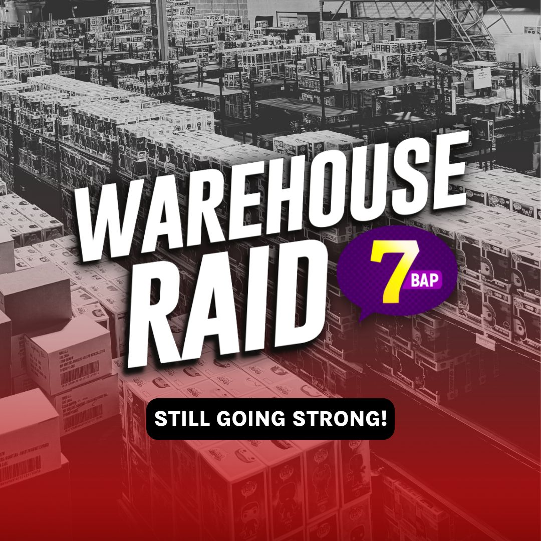 7BucksAPop's tweet photo. The Warehouse Raid is still going strong! 🔥 Jump in now and see what aisle they’re digging through—you never know what grails might pop up next! 👀📦 

Join the Stream: https://t.co/pEyRPncF5c 

#Funko #FreddyFunko #7BAP #WarehouseRaid #GrailShow #FunkoPop #eBayLive #Collectibles #LiveAuction #FunkoGrails #FunkoCommunity #PopCollectors