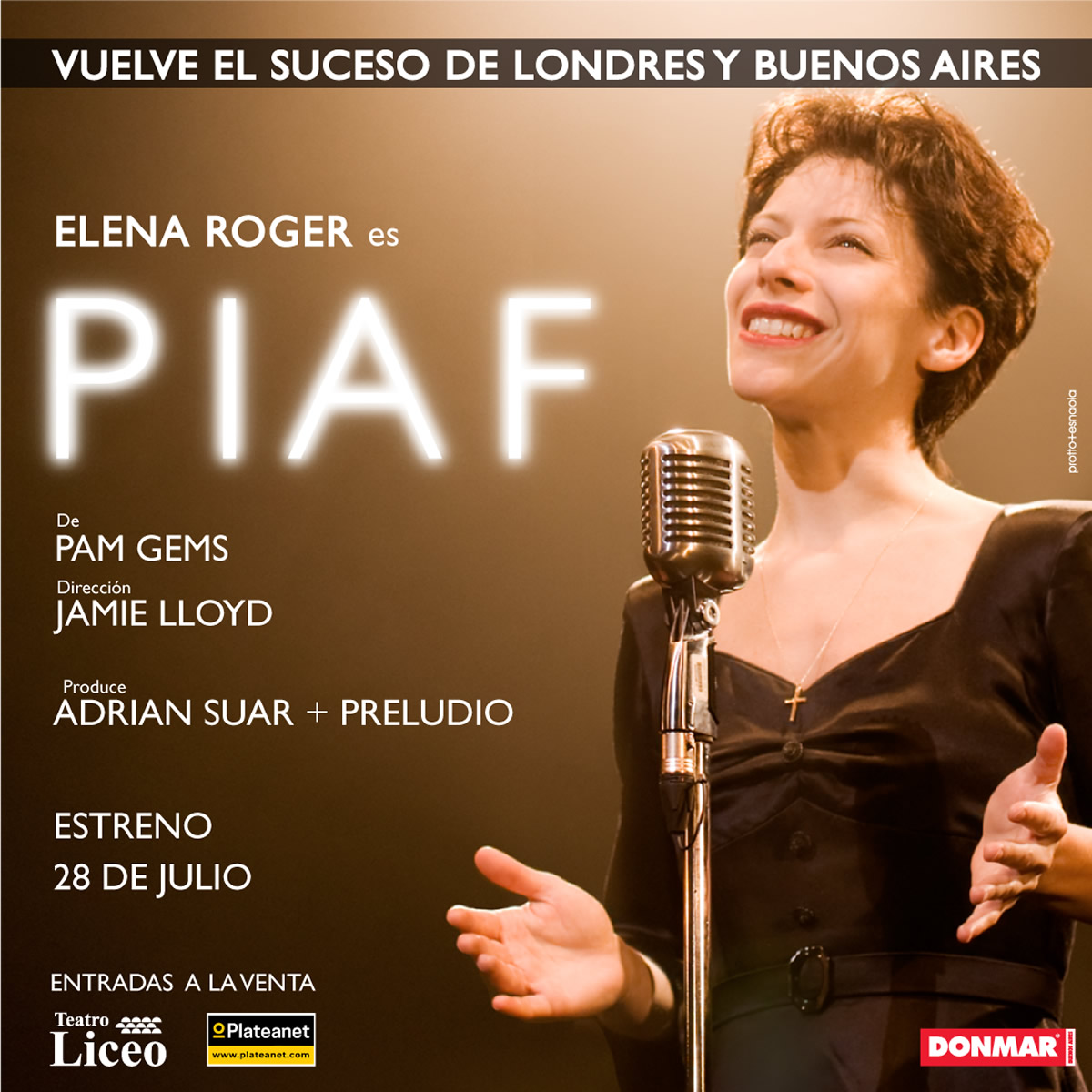 TEATRO │ PIAF - 2022
Vuelve el suceso de Londres y Buenos Aires. Protagonizada por Elena Roger y gran elenco, bajo la dirección del reconocido director Ingles Jamie Lloyd.