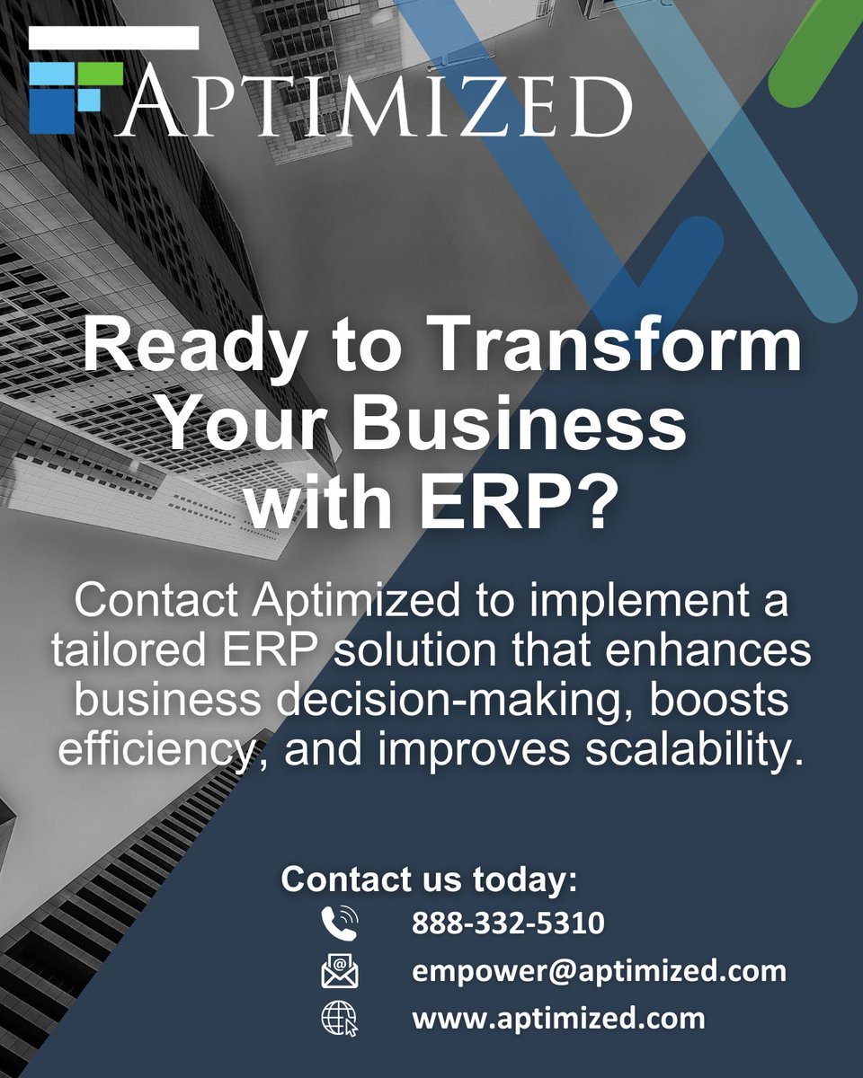 aptimized's tweet image. 📊 How ERP Solutions Enhance Business Decision-Making
Discover how ERP systems improve operational visibility and enable smarter business decisions. Unlock ERP benefits and optimize IT management systems for success.

🔗 Learn more: bit.ly/3ASp81P
#ERPBenefits #aptimized