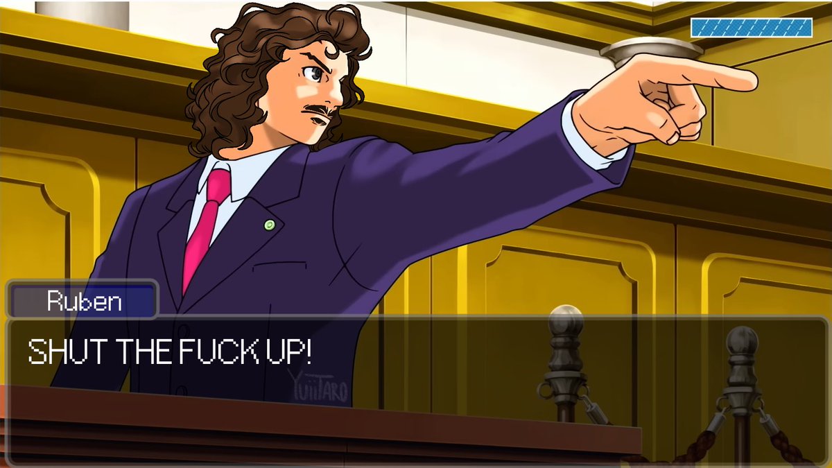 yuiitaro's tweet image. drew @rubensargasm as phoenix wright as a means to pressure him into finishing the damn game :3