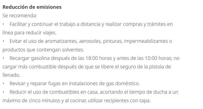 🧵Acciones para reducir las emisiones en contingencia ambiental: