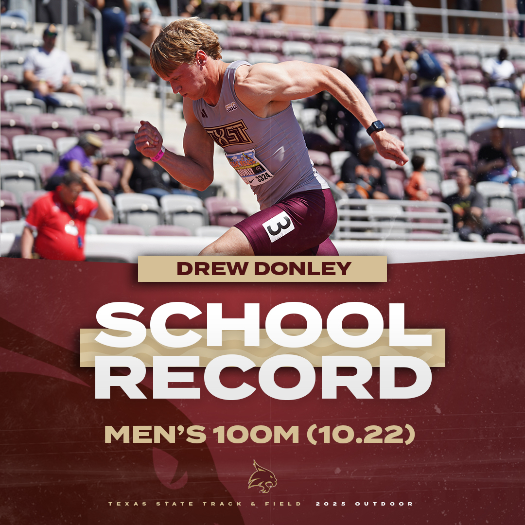 𝙍𝘼𝙉 𝙄𝙏 𝘽𝘼𝘾𝙆 🙀

- For the second consecutive week, Drew Donely breaks the Texas State record for the men's 100m dash (10.22)! 

#EatEmUp