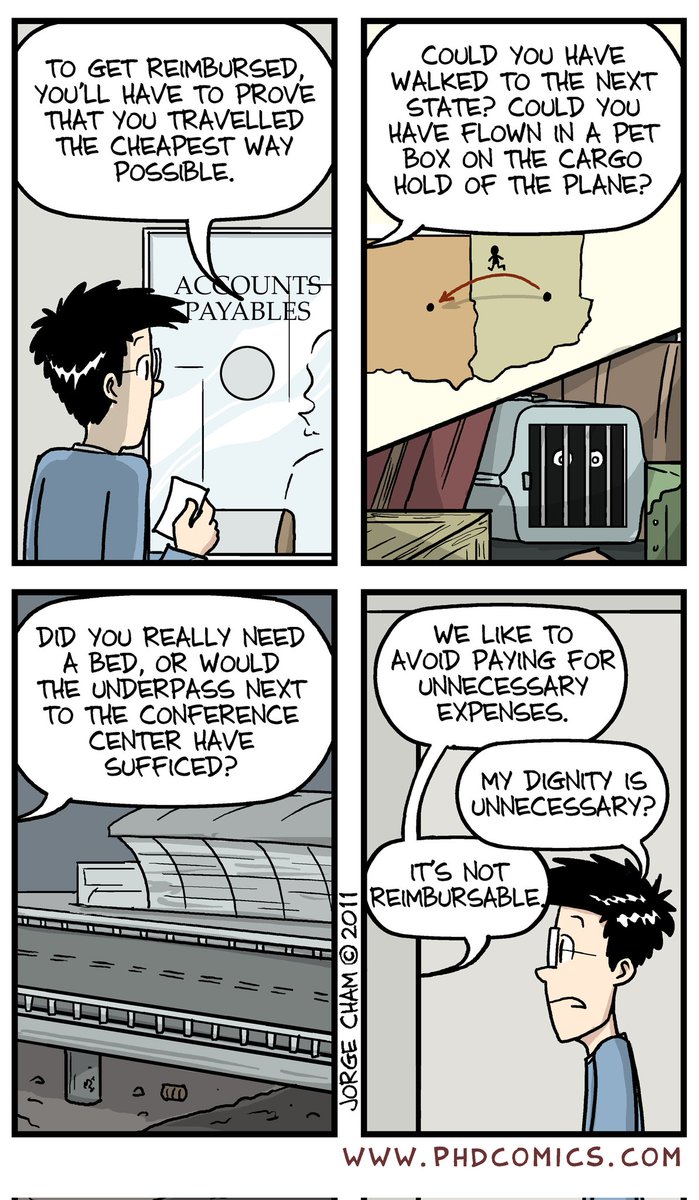 PHD Comics (@phdcomics) on Twitter photo Reimbursement, pt. 2 Reimbursement, pt. 2