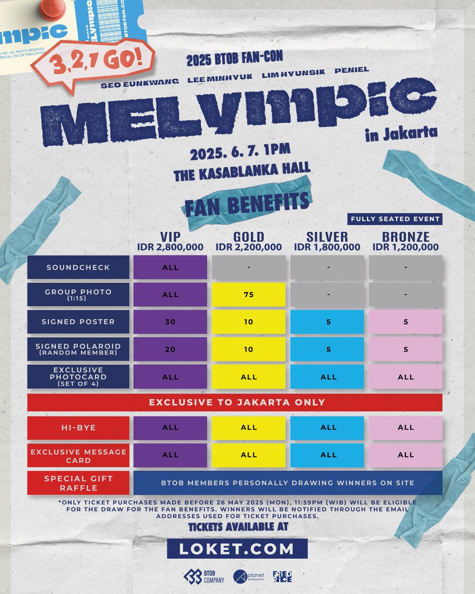 2025 BTOB FAN-CON &lt;3,2,1 GO! MELympic&gt; in Jakarta 

📅 June 7
📍 The Kasablanka Hall