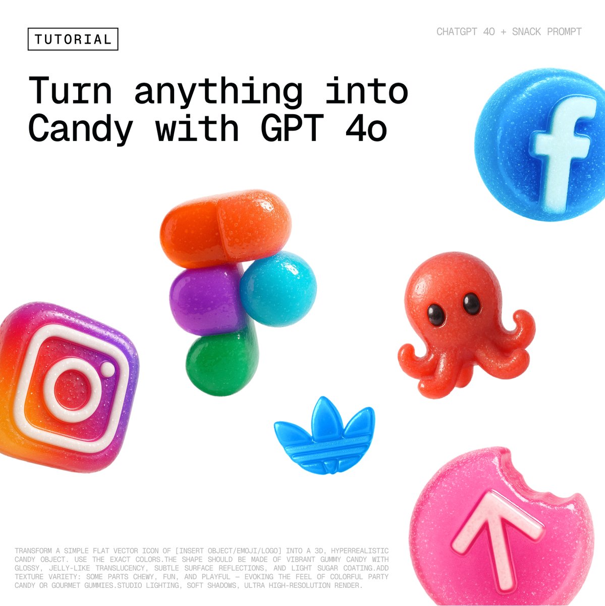 Now your company logo can be turned into Candy!! 🍭

The texture is insane.

Wanna make anything look like edible gummies? 

Here’s how to do it 👇