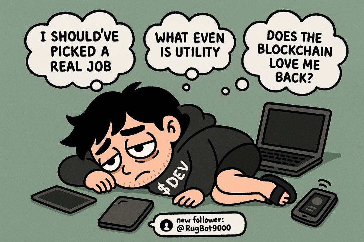 imdevonsol's tweet photo. dev thoughts at 2am:

what is life?

what is tokenomics?

what’s that sound?

(it was my mental health leaving the chat)

#CryptoTrenches #DevLogs #PumpFun https://t.co/2LXZrSCL7z