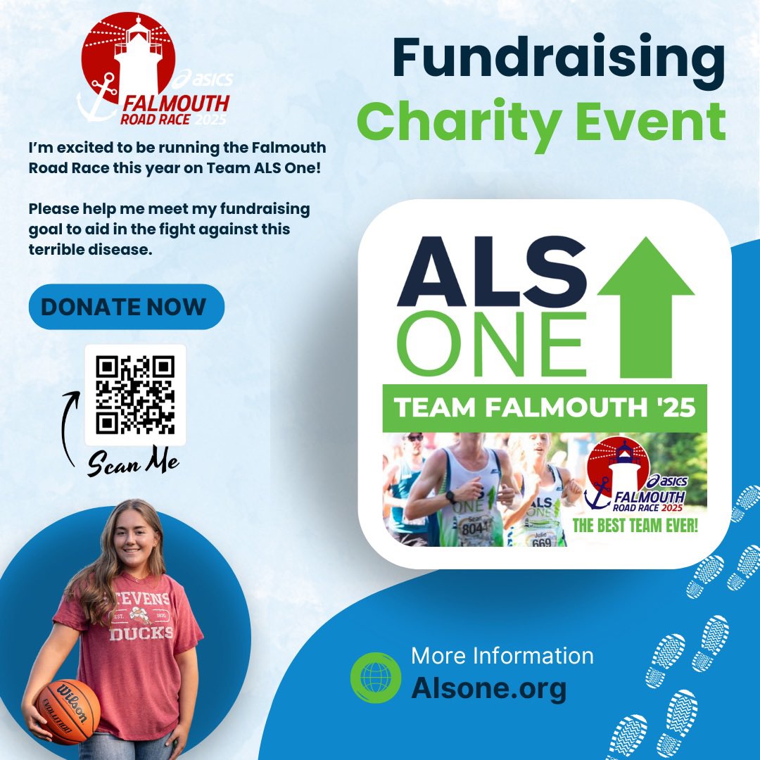 Running my first 10K this summer in support of ALS One! Any support is appreciated💚💙 <a href="/FalmouthRR/">Falmouth Road Race</a> <a href="/alsone_official/">ALS ONE</a> Link to donate: raceroster.com/events/2025/99…