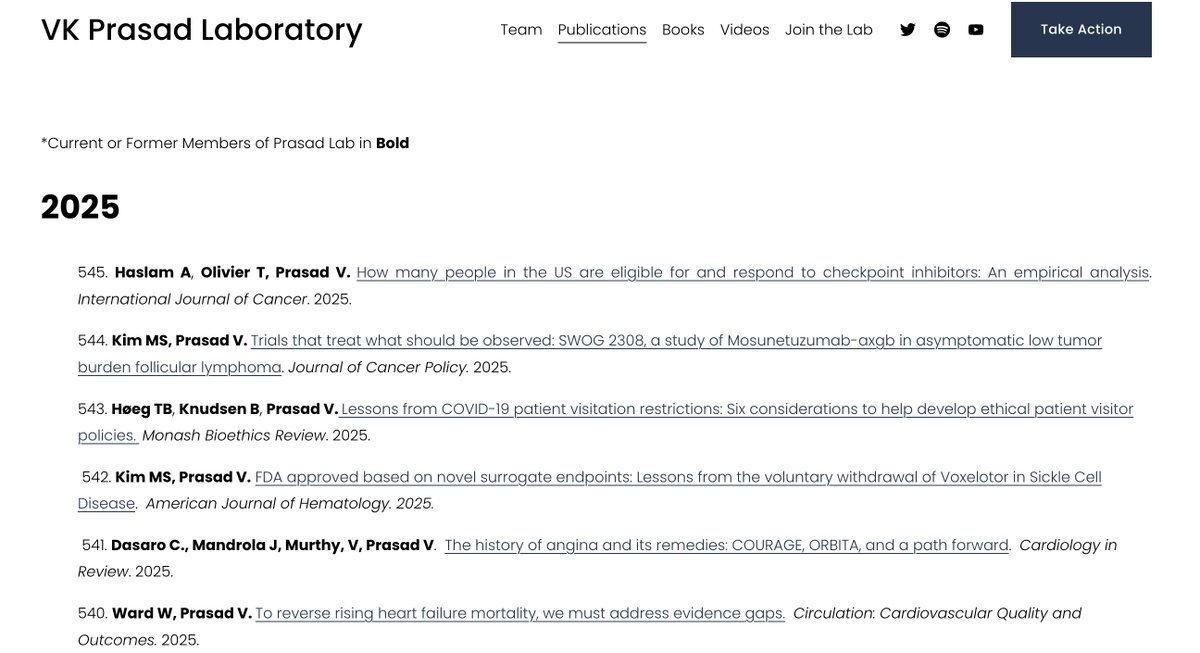 Vinay Prasad MD MPH (@vprasadmdmph) on Twitter photo I've made all 540+ publications from <a href="/vkprasadlab/">VKPrasadLab</a> freely available on this website in accordance with grant and university policies. Please check it out for PDFs of 15 years of our work. Email us (via the website) if something is missing or incorrect.
vkprasadlab.com/publications I've made all 540+ publications from <a href="/vkprasadlab/">VKPrasadLab</a> freely available on this website in accordance with grant and university policies. Please check it out for PDFs of 15 years of our work. Email us (via the website) if something is missing or incorrect.
vkprasadlab.com/publications