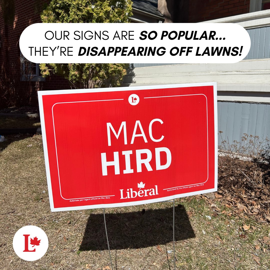 Apparently, our signs are the hottest lawn décor in town… they’re disappearing off lawns like hotcakes!

But hey — you don’t need to borrow one from your neighbour! Swing by the campaign office and grab your very own.

And if your sign’s gone missing? Come on down — we’ve got