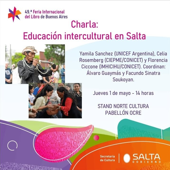 DILA - CONICET (@dilaconicet) on Twitter photo Difundimos la participación de la Dra. Florencia Ciccone en la charla "Educación intercultural en Salta" en el marco de la 49° <a href="/ferialibro/">Feria del Libro</a> Difundimos la participación de la Dra. Florencia Ciccone en la charla "Educación intercultural en Salta" en el marco de la 49° <a href="/ferialibro/">Feria del Libro</a>
