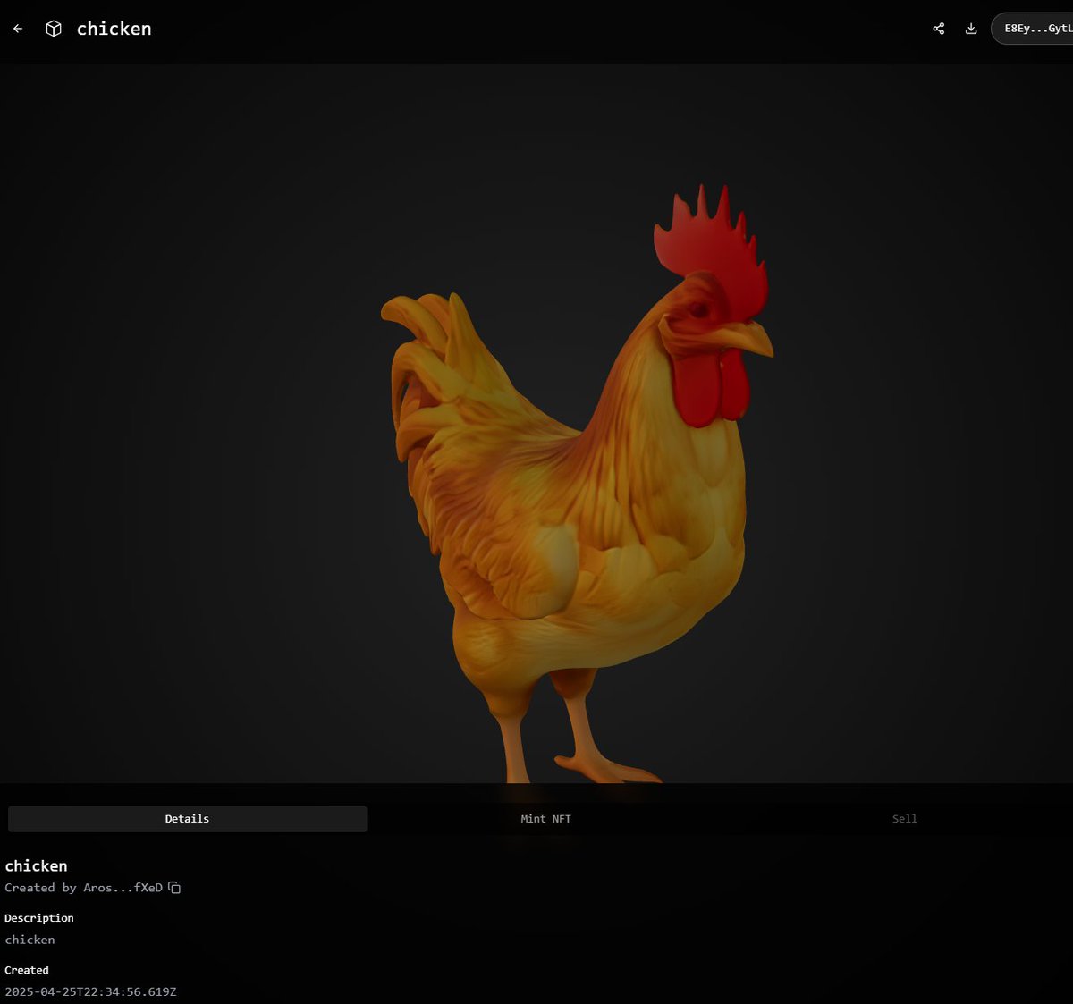 modelmrkt's tweet photo. chicken is available for mint here:

https://t.co/IOdNVYbK17

Generated by ArosRGyygF3KNp1nf1txyh8SEGgkpHghXC1HWsd2fXeD https://t.co/xqeD4W5gFa