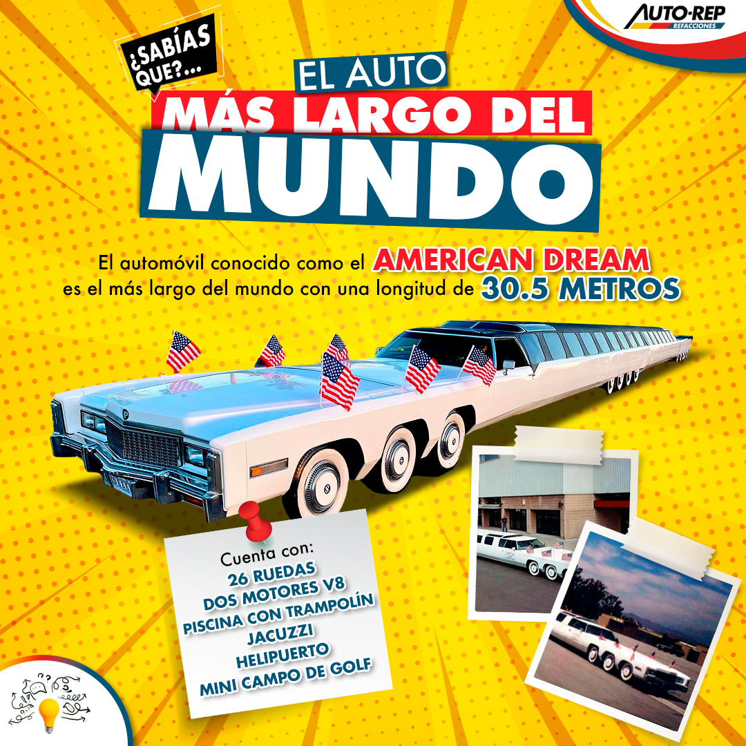autorep_oficial's tweet image. El American Dream … más que un auto, una mansión rodante😎💨¿Ya lo conocías? Dejanos tus comentarios #SoloParaExpertos Síguenos en  facebook.com/autorep.refacc… #AUTOREP #RecordGuinnes #Elautomásgrande #Sabiaque