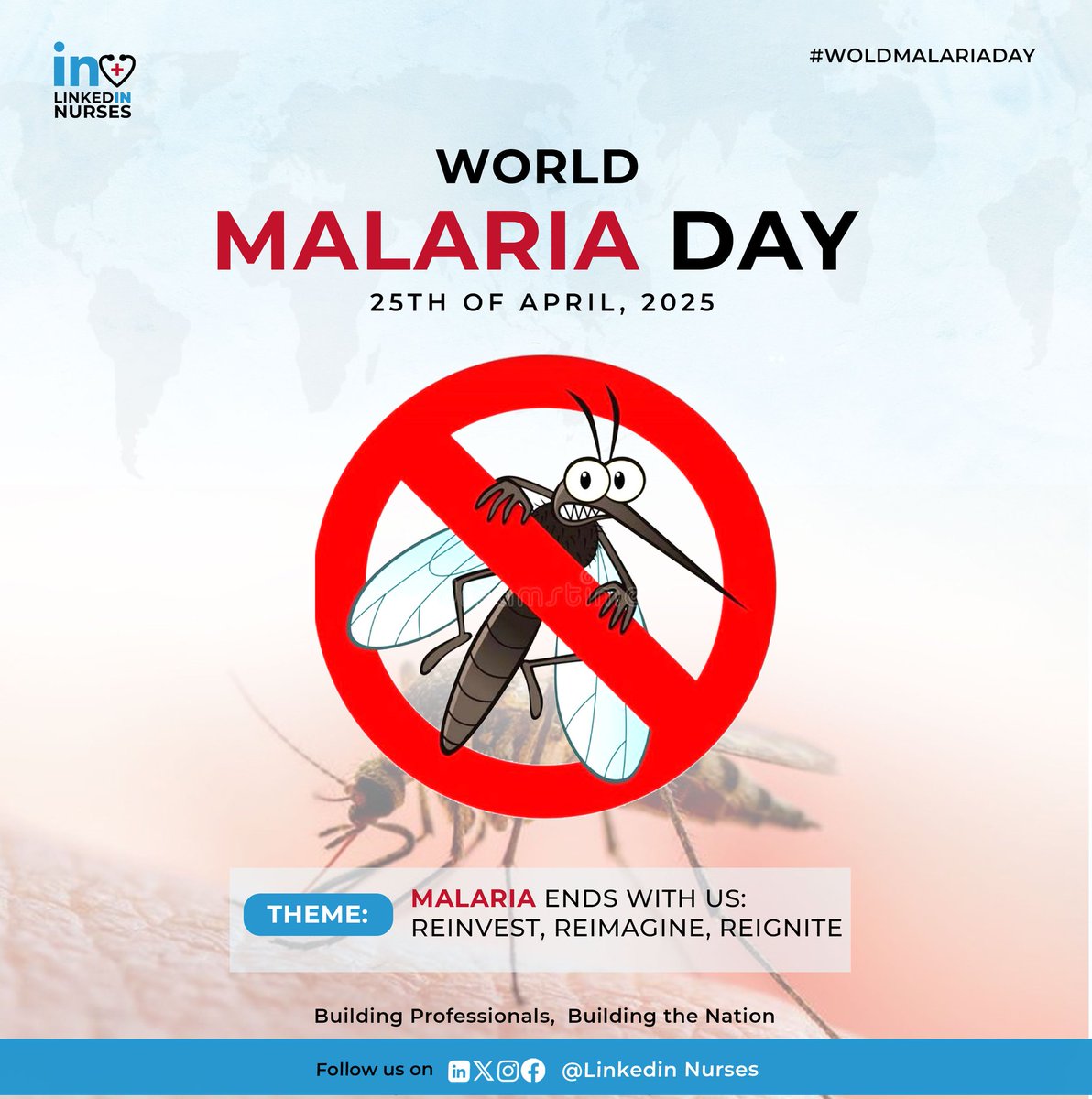 LinkedInNurses's tweet photo. World Malaria Day 2025 is a global reminder that malaria still claims lives, especially in vulnerable communities. 

#MalariaEndsWithUs #linkedinnurses https://t.co/v7GoStMFUi