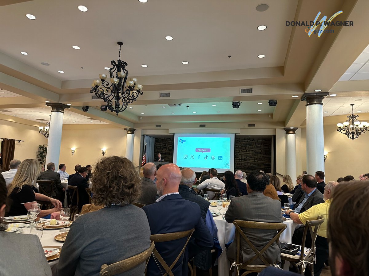 DonWagnerCA's tweet photo. My Communications Director, Ian Henderson, and Field Representative, John Polk, attended the @socalwatercomm Luncheon, where state and local officials discussed the water supply and infrastructure that our communities rely on. 

It was a very productive discussion! https://t.co/ktI49Gpr2Q