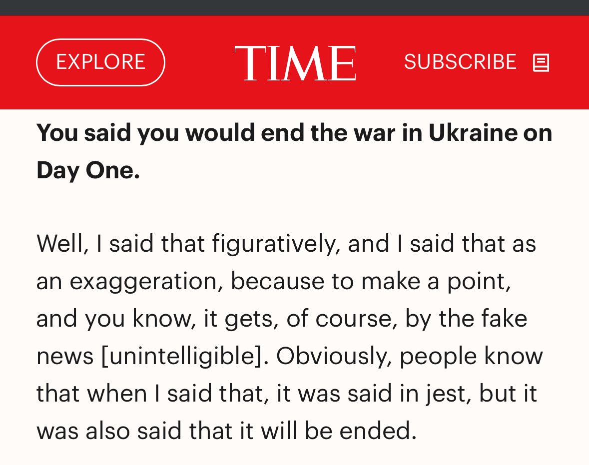 Trump says he was speaking “in jest” when he repeatedly claimed on the campaign trail that he would immediately end Russia’s war on Ukraine