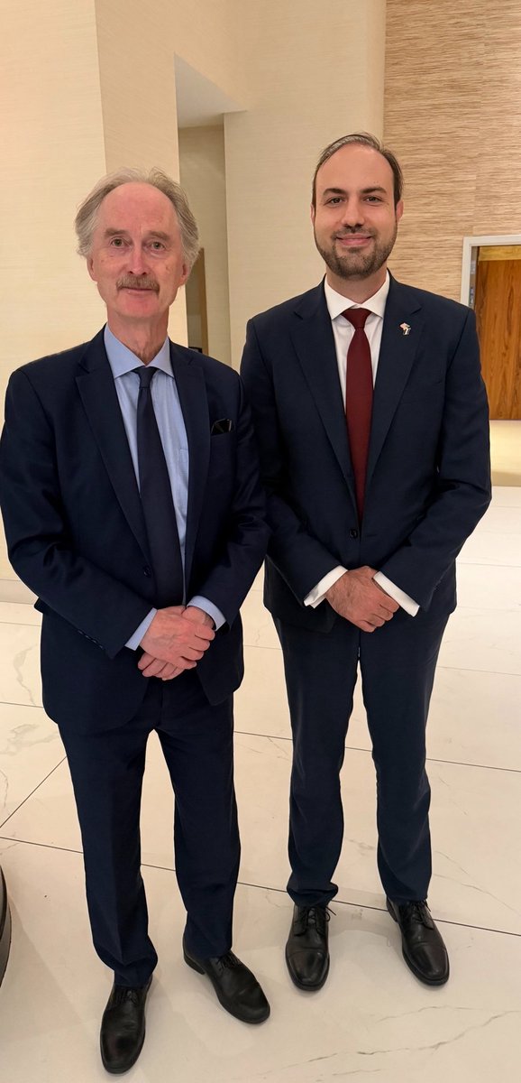 MG (@mhdaghanem) on Twitter photo It was good to meet with UN Special Envoy for #Syria, Ambassador Geir Pedersen, <a href="/GeirOPedersen/">Geir O. Pedersen</a>, and his team today in New York. We had a productive discussion about Syria’s ongoing transition and the UN’s role in promoting peace, stability, and prosperity in the country. We also It was good to meet with UN Special Envoy for #Syria, Ambassador Geir Pedersen, <a href="/GeirOPedersen/">Geir O. Pedersen</a>, and his team today in New York. We had a productive discussion about Syria’s ongoing transition and the UN’s role in promoting peace, stability, and prosperity in the country. We also