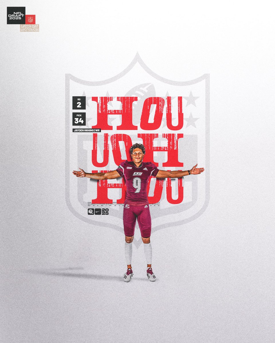 EKU Football (@ekufootball) on Twitter photo From under the lights of Roy Kidd Stadium to the biggest stage in sports!
<a href="/JaydenHiggins3/">Jayden Higgins</a> is headed to the <a href="/HoustonTexans/">Houston Texans</a> as the 34th pick in the <a href="/NFLDraft/">NFL Draft</a>!
#E2W | #MatterOfPride From under the lights of Roy Kidd Stadium to the biggest stage in sports!
<a href="/JaydenHiggins3/">Jayden Higgins</a> is headed to the <a href="/HoustonTexans/">Houston Texans</a> as the 34th pick in the <a href="/NFLDraft/">NFL Draft</a>!
#E2W | #MatterOfPride