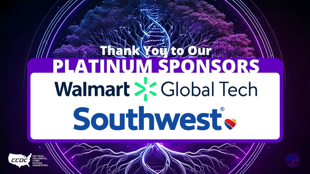 National CCDC (@nationalccdc) on Twitter photo A special thank you to our Platinum sponsors, <a href="/SouthwestAir/">Southwest Airlines</a> and @WalmartTech, for their incredible support of the National Collegiate Cyber Defense Competition! Their commitment to the #NCCDC – year after year – is helping shape the future of #cybersecurity. A special thank you to our Platinum sponsors, <a href="/SouthwestAir/">Southwest Airlines</a> and @WalmartTech, for their incredible support of the National Collegiate Cyber Defense Competition! Their commitment to the #NCCDC – year after year – is helping shape the future of #cybersecurity.