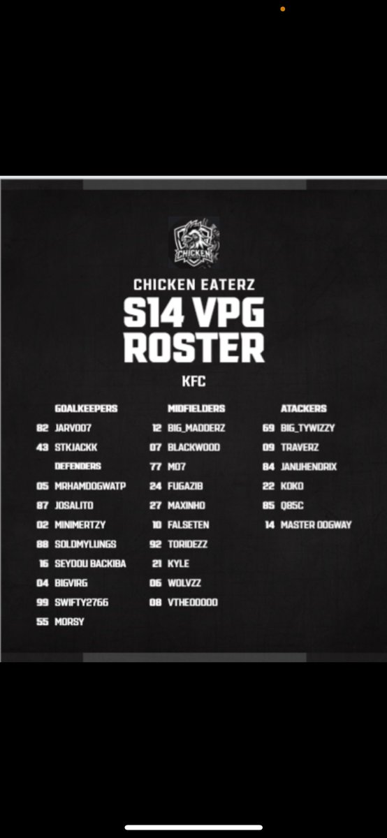 your chicken eaterz roster for there first season in <a href="/VPGEurope/">Virtual Pro Gaming | Europe</a> #vpg