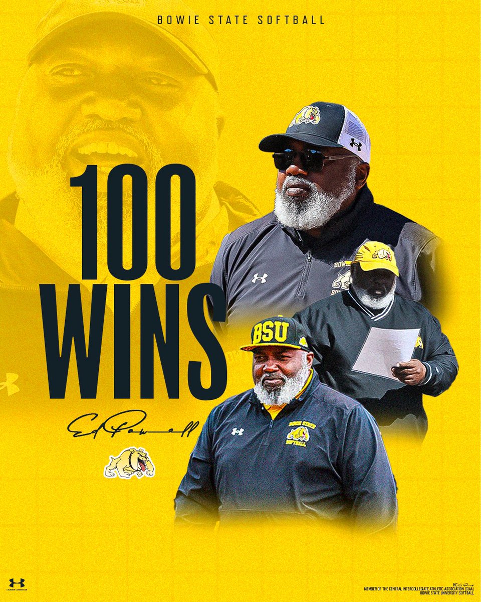 Welcome to the 𝗖𝗘𝗡𝗧𝗨𝗥𝗬 𝗖𝗟𝗨𝗕!

𝗘𝗱 𝗣𝗼𝘄𝗲𝗹𝗹 hits his 1️⃣0️⃣0️⃣𝘁𝗵 𝗰𝗮𝗿𝗲𝗲𝗿 𝘄𝗶𝗻 as Bowie State’s head softball coach in a sweeping fashion!

#BulldogNation | #BiteDown