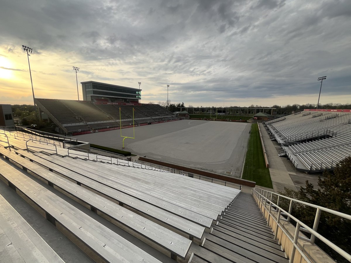 Jeff Mitchell (@jeffmitchellbsu) on Twitter photo Finishing the week with a good shot of progress at Scheumann Stadium! Go Cards! <a href="/BallStateFB/">Ball State Football</a> Finishing the week with a good shot of progress at Scheumann Stadium! Go Cards! <a href="/BallStateFB/">Ball State Football</a>