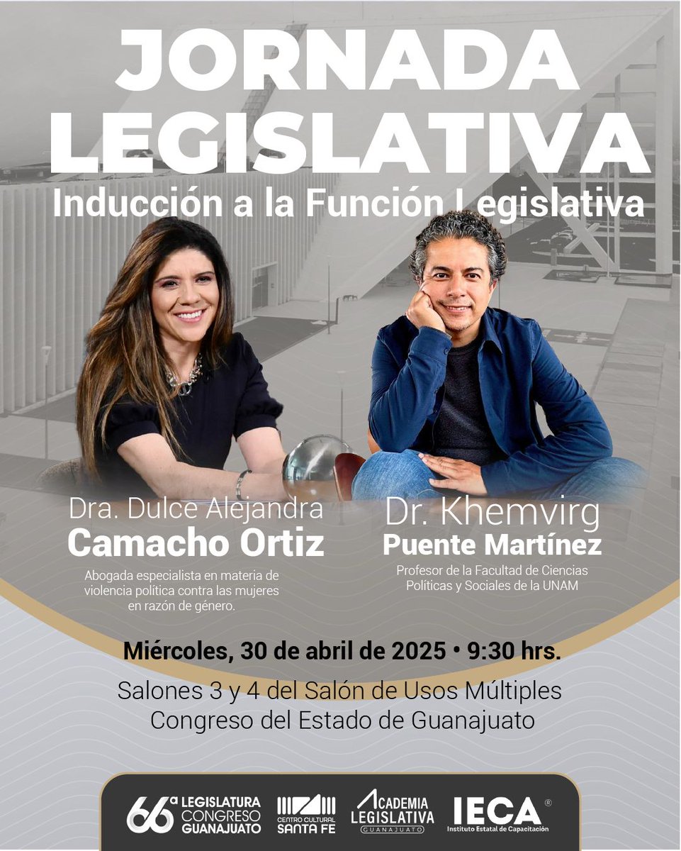 Congreso del Estado de Guanajuato (@congresogto) on Twitter photo 🎓 ¡No te pierdas la Jornada Legislativa este 30 de abril! 📜 Conoce más sobre la función legislativa con la Dra. Dulce Alejandra Camacho Ortiz y el Dr. <a href="/khemvirg/">Khemvirg Puente</a>. ¡No faltes!
📍 Salones 3 y 4 del Salón de Usos Múltiples.
#AcademiaLegislativa #ConstruimosContigo #La66 🤝📜 🎓 ¡No te pierdas la Jornada Legislativa este 30 de abril! 📜 Conoce más sobre la función legislativa con la Dra. Dulce Alejandra Camacho Ortiz y el Dr. <a href="/khemvirg/">Khemvirg Puente</a>. ¡No faltes!
📍 Salones 3 y 4 del Salón de Usos Múltiples.
#AcademiaLegislativa #ConstruimosContigo #La66 🤝📜