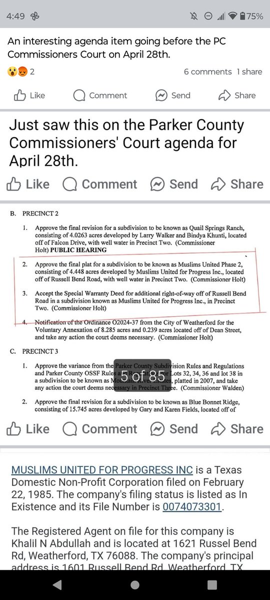 enan1776's tweet photo. TEXAS and all concerned, a Muslim development is abt to get approved for a small TX town. Let's all call, email the Parker County commissioners BEFORE Monday's meeting. They are infiltrating everywhere! @GregAbbott_TX  @GovAbbottPress  @SenTedCruz https://t.co/C4unb47xLV