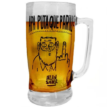 Caneca estilo taberna (600 ml) da afamada cerveja Apa P*taquepariu para beber e provocar desordem na sexta:

meugarrafao.com/copos-e-tacas/…