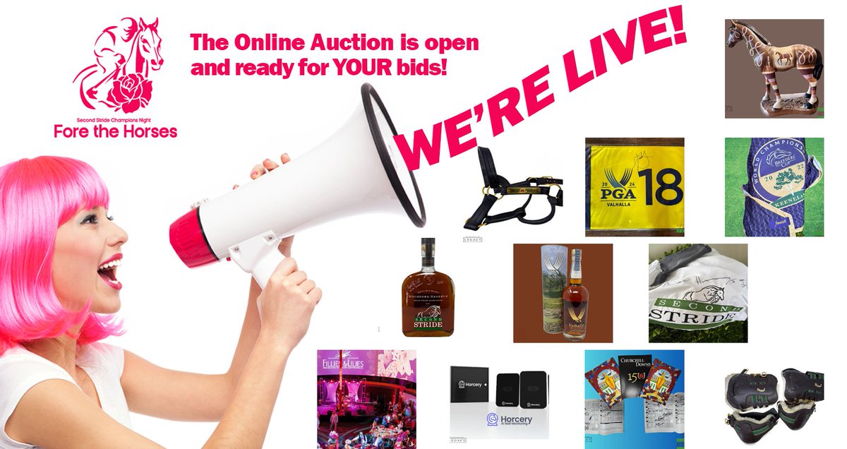 Auction is LIVE! Browse and bid! Some great items like a <a href="/Horcery_/">Horcery</a> system, Pharoah items, bourbons, custom painted horse statue, Xander signed PGA flag and more! tinyurl.com/yn5nx22h