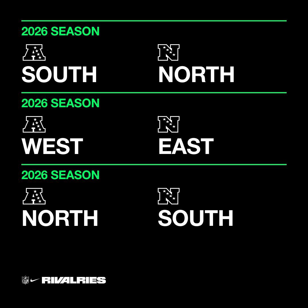 AFC East and NFC West teams will be getting new uniforms for a home game against a division rival in 2025.

Other divisions on tap for 2026.