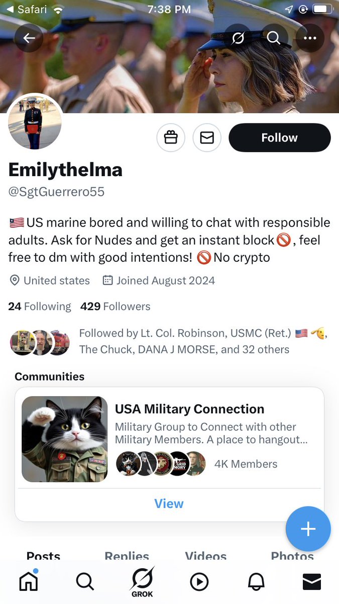 Fake Marine here. They don’t know real Military can smell bullshit from a mile away, yet they keep trying.