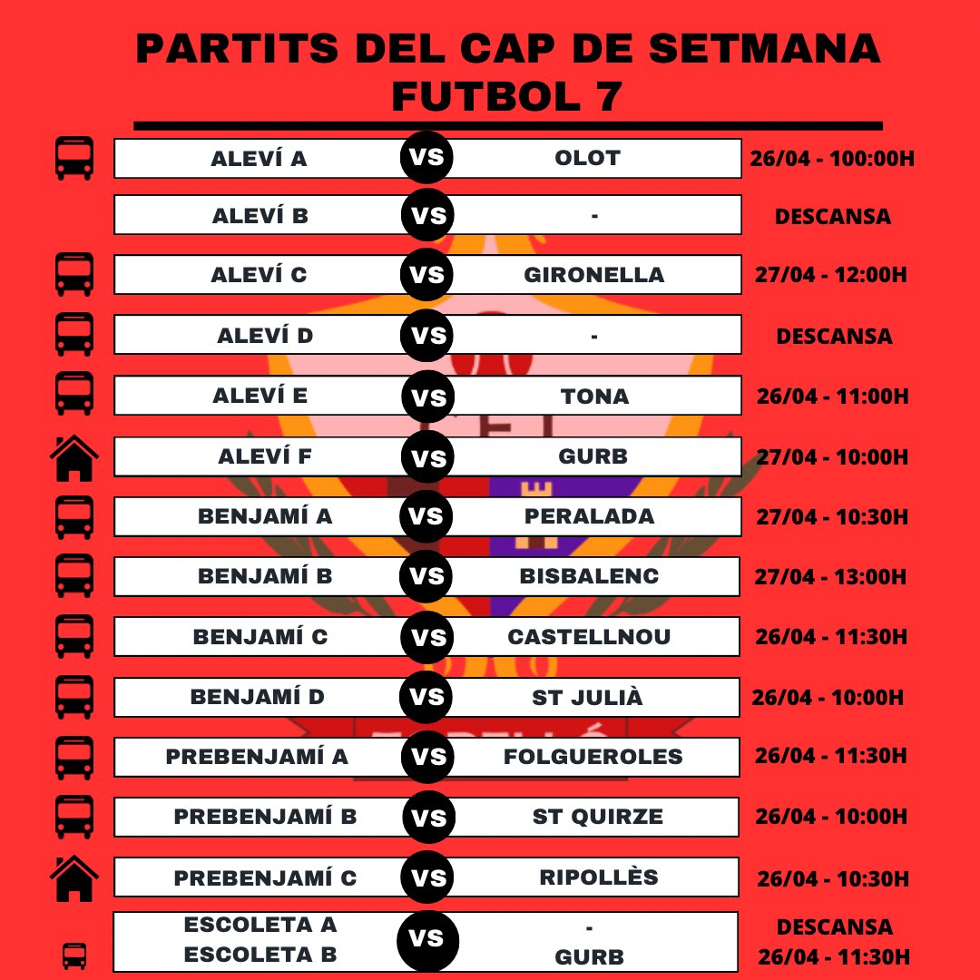 𝐅𝐔𝐓𝐁𝐎𝐋 𝐁𝐀𝐒𝐄 𝐌𝐀𝐒𝐂𝐔𝐋Í⚽️

Partits del cap de setmana👇🏼

❤️🖤
