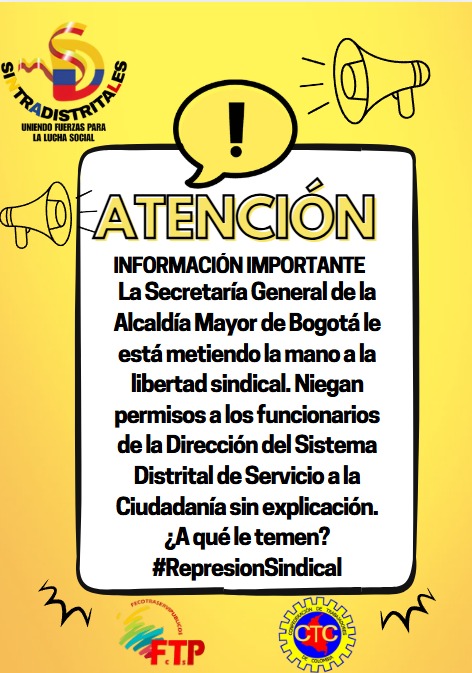Sintradistrita1's tweet photo. DENUNCIA PÚBLICA
#NoMasAcosoEnElDistrito
#CondicionesLaboralesDignas 
@SecGeneralBog @MSilvaMoyano @ServicioCivilD @CarlosFGalan @Bogota https://t.co/qx9KF95tCQ
