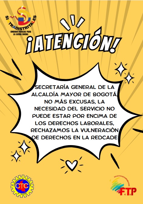 Sintradistrita1's tweet photo. DENUNCIA PÚBLICA
#NoMasAcosoEnElDistrito
#CondicionesLaboralesDignas 
@SecGeneralBog @MSilvaMoyano @ServicioCivilD @CarlosFGalan @Bogota https://t.co/qx9KF95tCQ