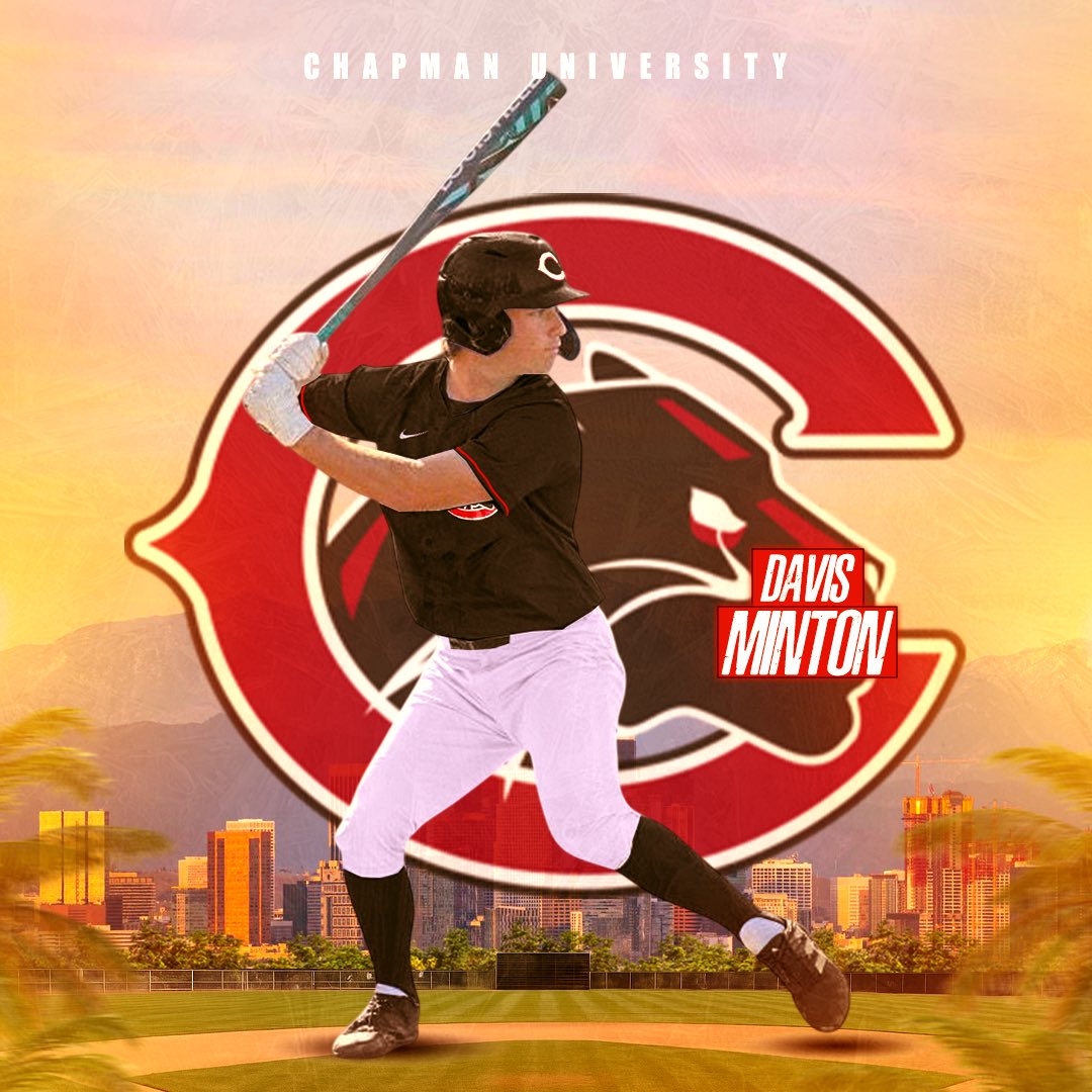 Davis Minton (@dminton10_) on Twitter photo I’m excited to announce that I will be continuing my academic and athletic career at Chapman University! Thank you to my family, and to <a href="/maty_kep/">Mat Keplinger</a> and <a href="/Serra_Baseball/">Serra Baseball</a>, <a href="/RealAdamFarb/">Adam Farb</a>, and <a href="/CoachRiley8616/">Coach Riley</a> for all of your support. Go Panthers!! ❤️🖤 I’m excited to announce that I will be continuing my academic and athletic career at Chapman University! Thank you to my family, and to <a href="/maty_kep/">Mat Keplinger</a> and <a href="/Serra_Baseball/">Serra Baseball</a>, <a href="/RealAdamFarb/">Adam Farb</a>, and <a href="/CoachRiley8616/">Coach Riley</a> for all of your support. Go Panthers!! ❤️🖤