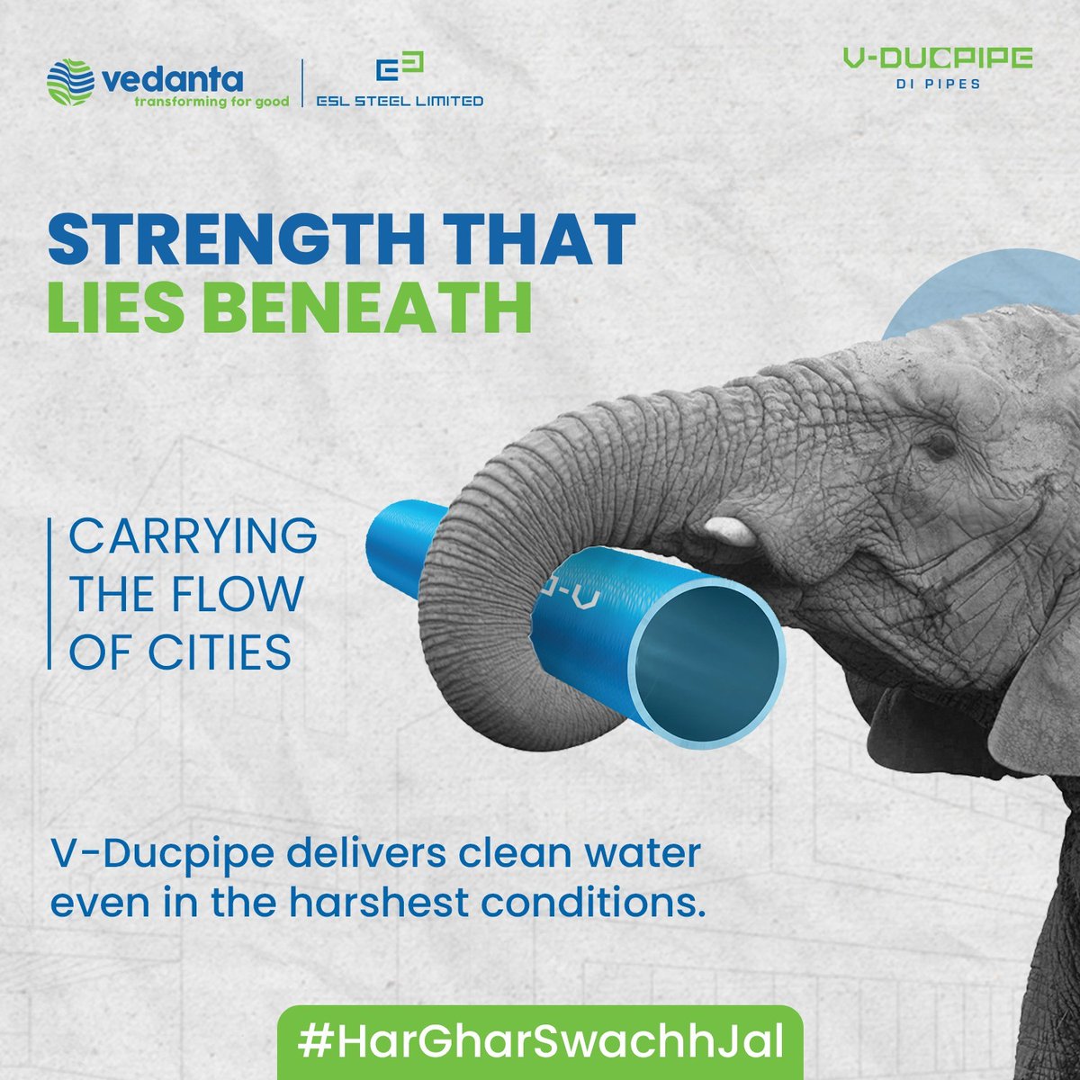 Fueling the nation's growth with uninterrupted clean water, V-Ducpipe stands strong, no matter the challenge. 

#VDucpipe #HarGharSwachhJal #BuiltForBharat #WaterForAll #SteelForGenerations #TransformingForGood