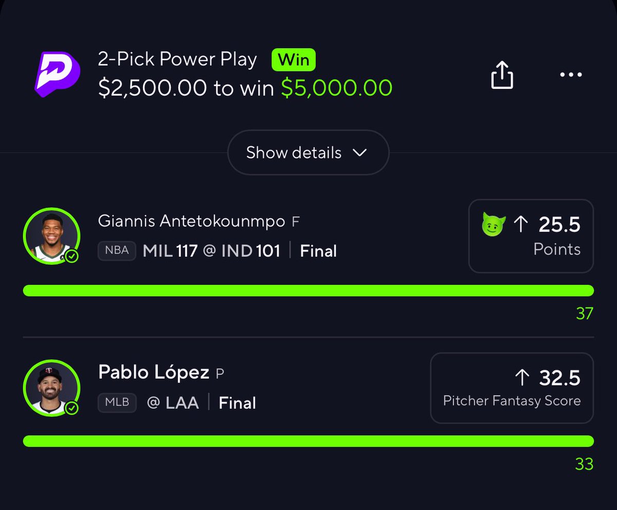 $500 giveaway to someone that likes / RT’s this post ❤️⤵️ We just cashed our 5th day in a row 🔥🔥🔥 PRIZE PICKS $5,000 WINNER!

All it takes is one, another slip down 💚💰

JOIN THE FREE PREMIUM FOR EVERY PLAY IF THE DAY 🟩: dubclub.win/r/p/pri-mmjqk/…