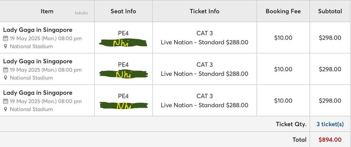 lebaomynhi's tweet photo. I want to pass 1 ticket for Lady Gaga Concert in Singapore on 19/05 with original price because I found another 2 tickets. You will enter the venue with my friends. DM for more details. #LadyGagaInSingapore #LadyGaga https://t.co/5cQrGfE4kX