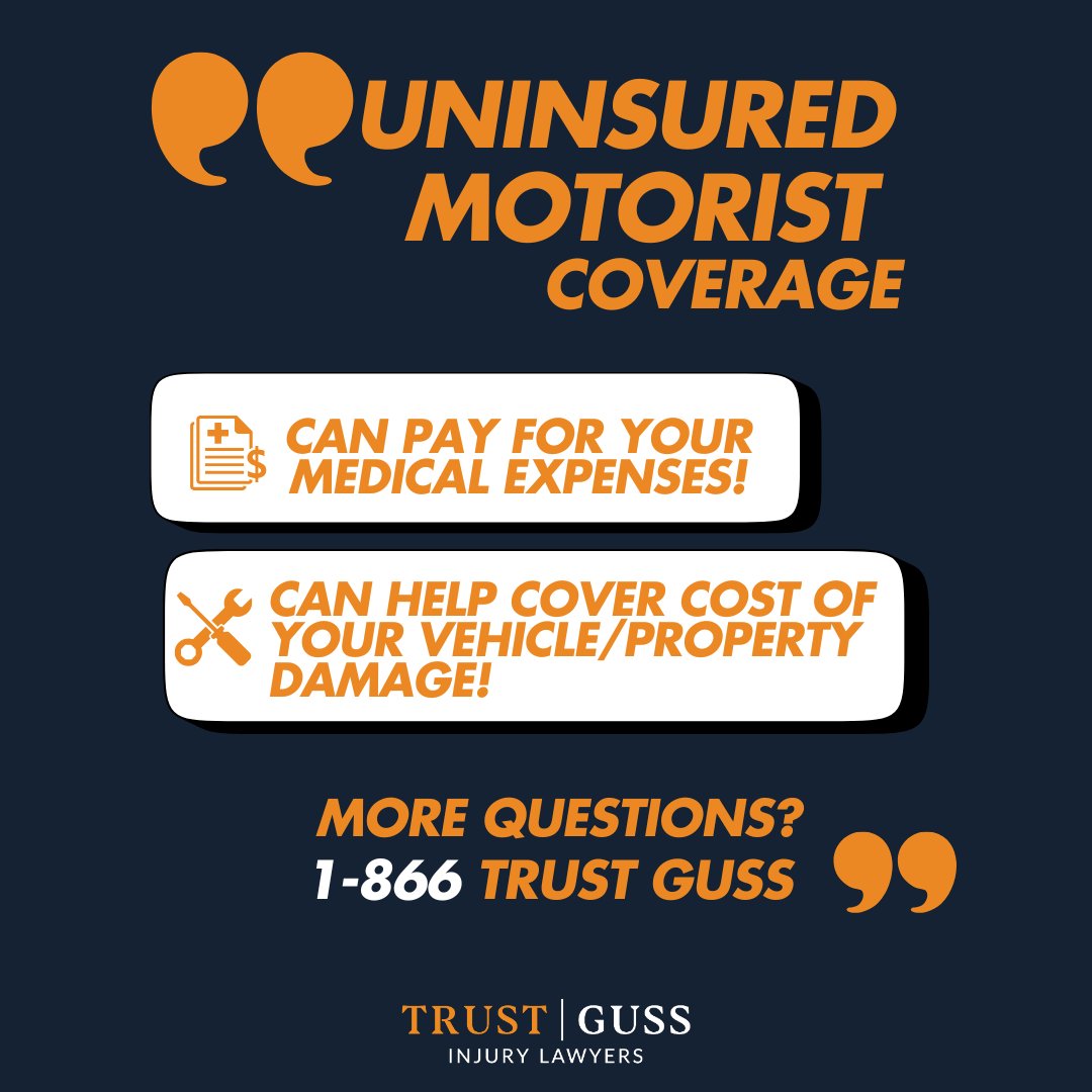 TrustGuss's tweet image. Learn how UM can help with medical bills and repairs after a crash.

📞 1-866-TRUST-GUSS
#UninsuredMotorist #UMCoverage #CarAccidentHelp