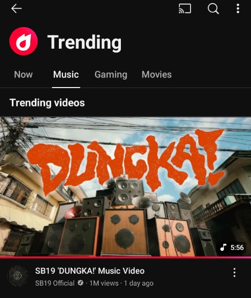 #1 Trending in YT Music na si Dungka!

DUNGKA SA SHOWTIME
<a href="/SB19Official/">SB19 Official</a> #SB19
#SB19OnItsShowtime