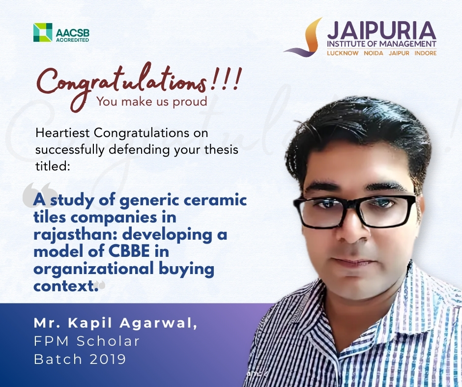 Cheers to Kapil Agarwal for his successful doctoral defense on brand equity models in the ceramic tiles industry! 🧠
Know more: jaipuria.ac.in/fellow-program…

#BrandResearch #FPMScholar