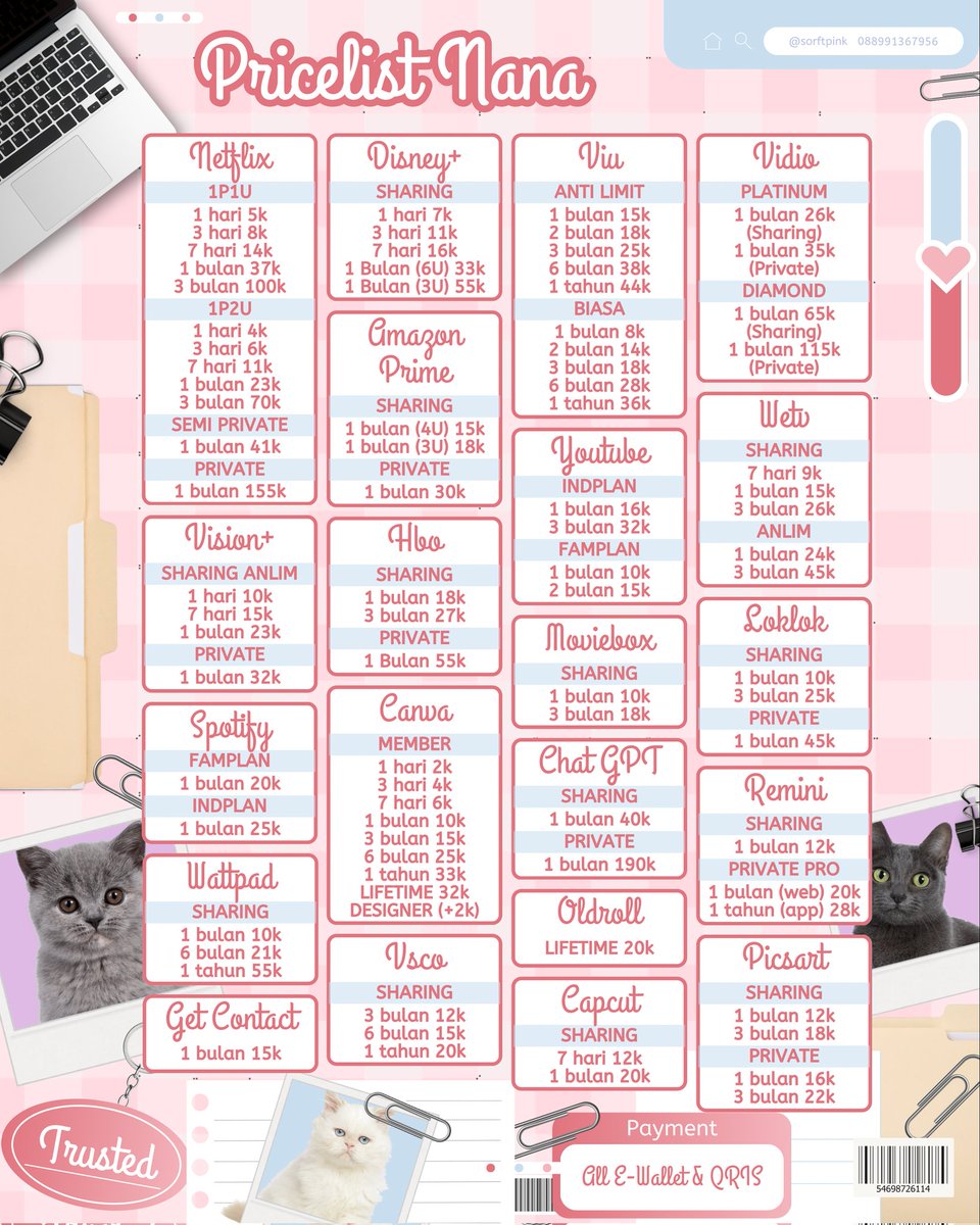 WTS WTB READY NETFLIX VISION+ SPOTIFY WATTPAD GET CONTACT DISNEY+ AMAZON PRIME HBO CANVA PRO PREMIUM VSCO VIU YOUTUBE MOVIEBOX CHATGPT VIDIO WETV LOKLOK REMINI PICSART #zonauang