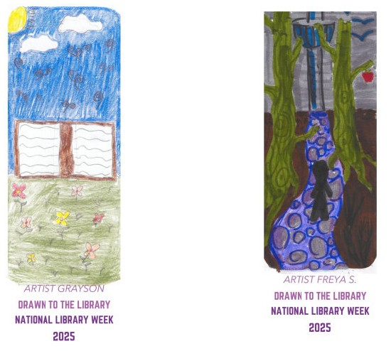 ORCityLibrary's tweet image. Winners, as voted by staff, of our National Library Week Bookmark Contest! Thank you to the 77 artists who submitted a bookmark!

 #NationalLibraryWeek #BookmarkContest #LibraryArt