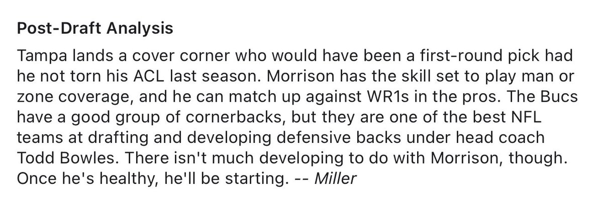 McCannical_Bull's tweet photo. @nfldraftscout Morrison had a hip labrum injury, not a torn ACL… https://t.co/5ZvhtDAfz6