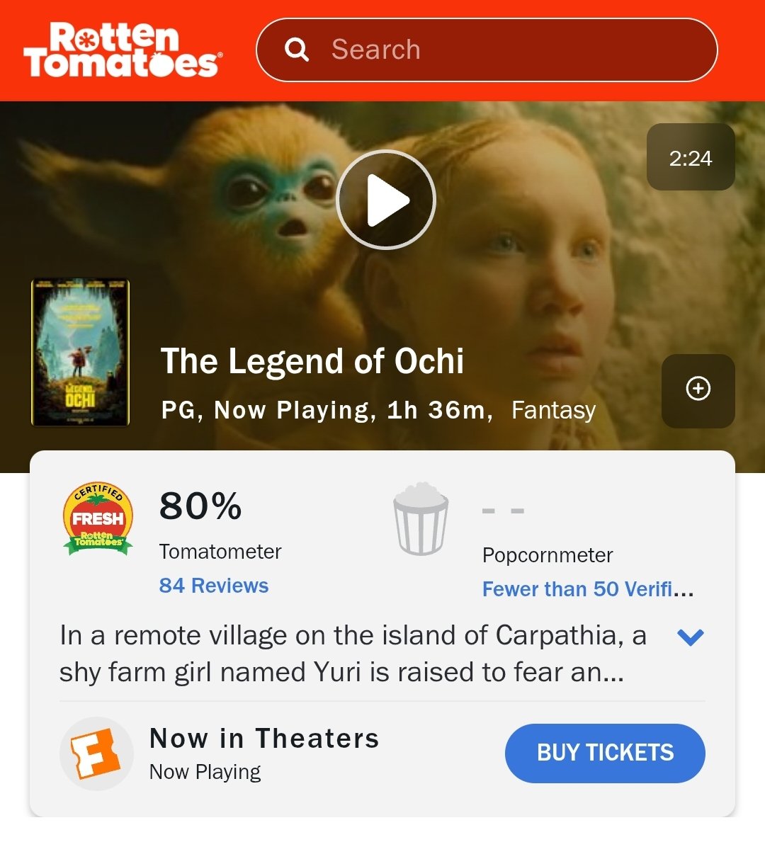 DiscussingFilm's tweet photo. ‘THE LEGEND OF OCHI’ is now Certified Fresh on Rotten Tomatoes at 80%

Read our review: https://t.co/ClsszyBRd7 https://t.co/vAGxyDsqb9