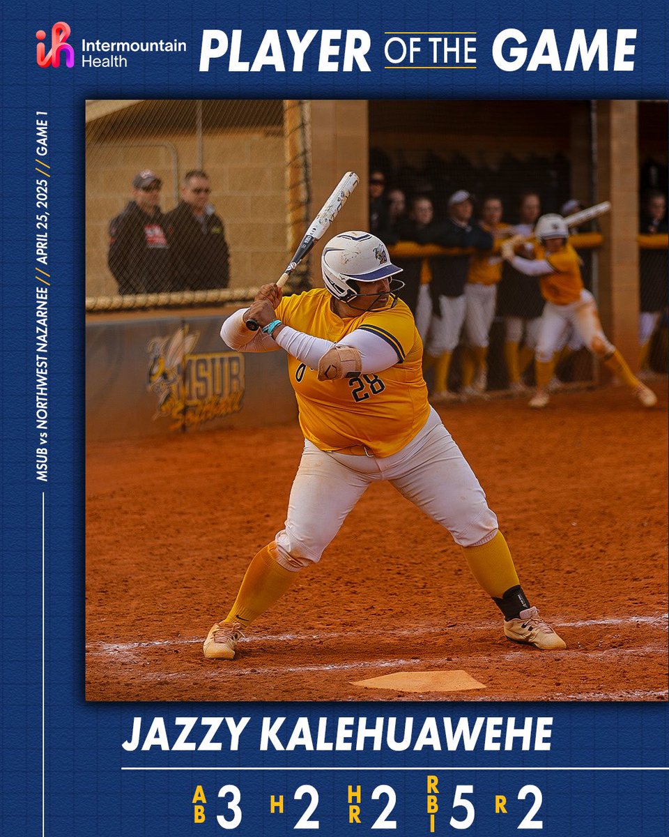 MSUBSoftball's tweet photo. VICTORY IN GAME TWO✌️

MSUB keeps it’s postseason hopes alive after quieting Northwest Nazarene’s bats in game two to take the win

Jazlyn Kalehuawehe and Emily Watters receive Player of the Game honors from the day’s doubleheader 

#MSUBSports | #MSUBSB https://t.co/Lz3onOHe8e