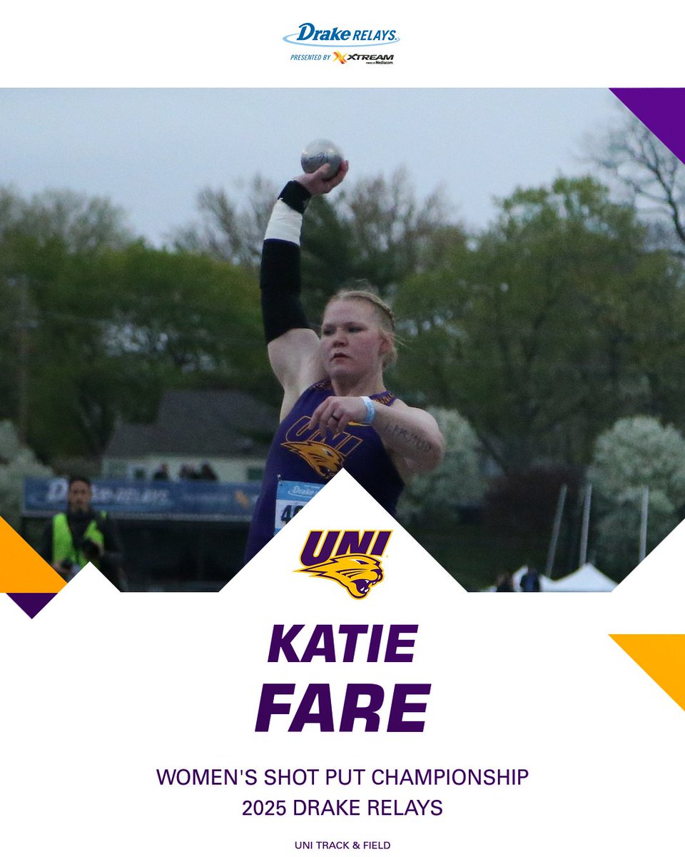 UNI T&F/XC (@unitrackfieldxc) on Twitter photo KATIE FARE IS A <a href="/DrakeRelays/">Drake Relays</a> CHAMPION!!! πππ
#EverLoyal #1UNI #BlueOvalAttitude KATIE FARE IS A <a href="/DrakeRelays/">Drake Relays</a> CHAMPION!!! πππ
#EverLoyal #1UNI #BlueOvalAttitude