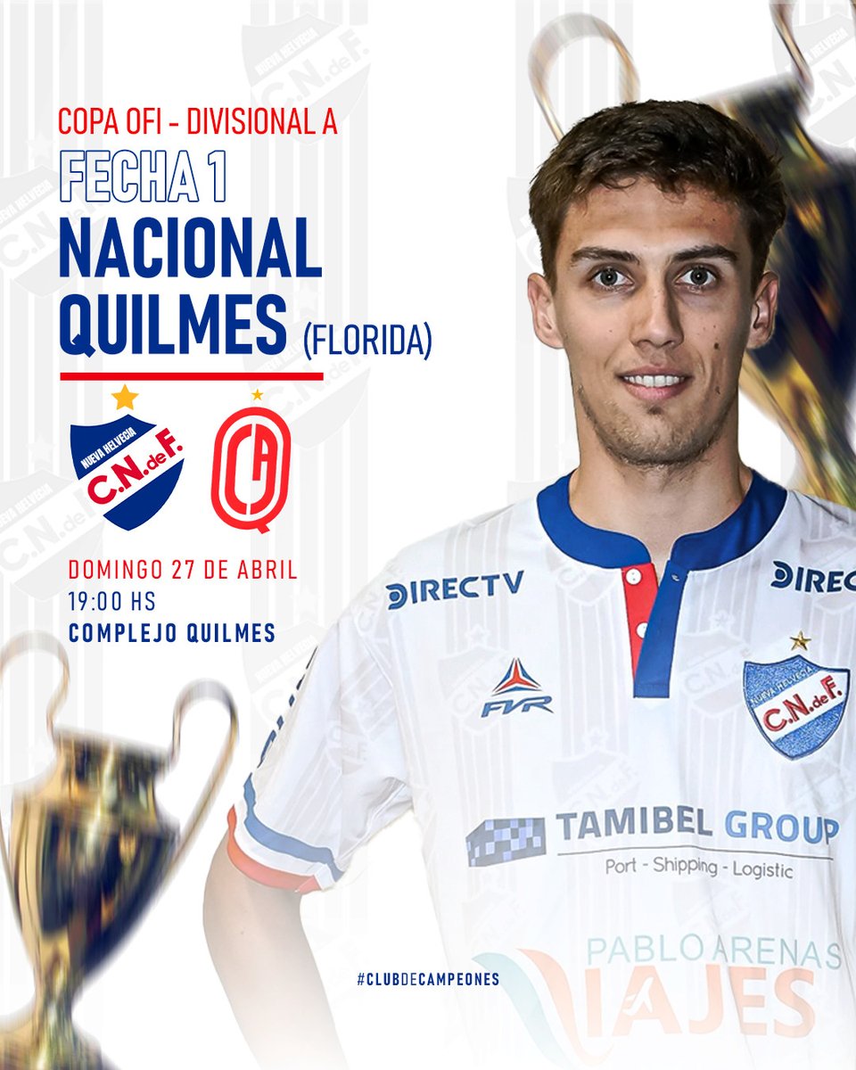 #CopaOFI | Juega Nacional 🫵🏼

🗓️Fecha 1 - domingo 27/4
🆚Quilmes de Florida
⏰19:00
🏟️Complejo Quilmes

Empieza el camino. Todos juntos. Vamo el bolso 🔵⚪️🔴

#ClubdeCampeones