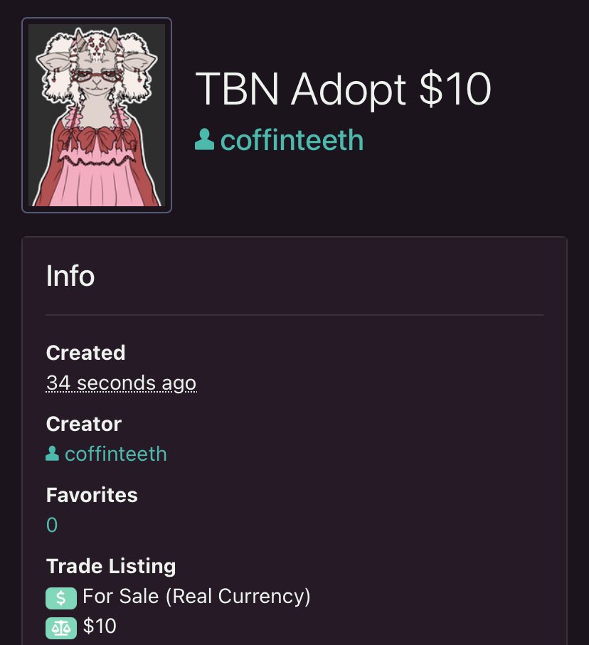 CoffinsShop's tweet photo. When bought, I will send you the character without the giant watermarks
Tags:
#art #toyhouse #adopt #adoptable #characterdesign #artist #digitalart #artmoots #deviantart #openadopts #ufs #upforsale #oc #originalcharacter #ufs #upforsale #pta #paytoadopt #furryadopts https://t.co/MoZ6aTxUoL