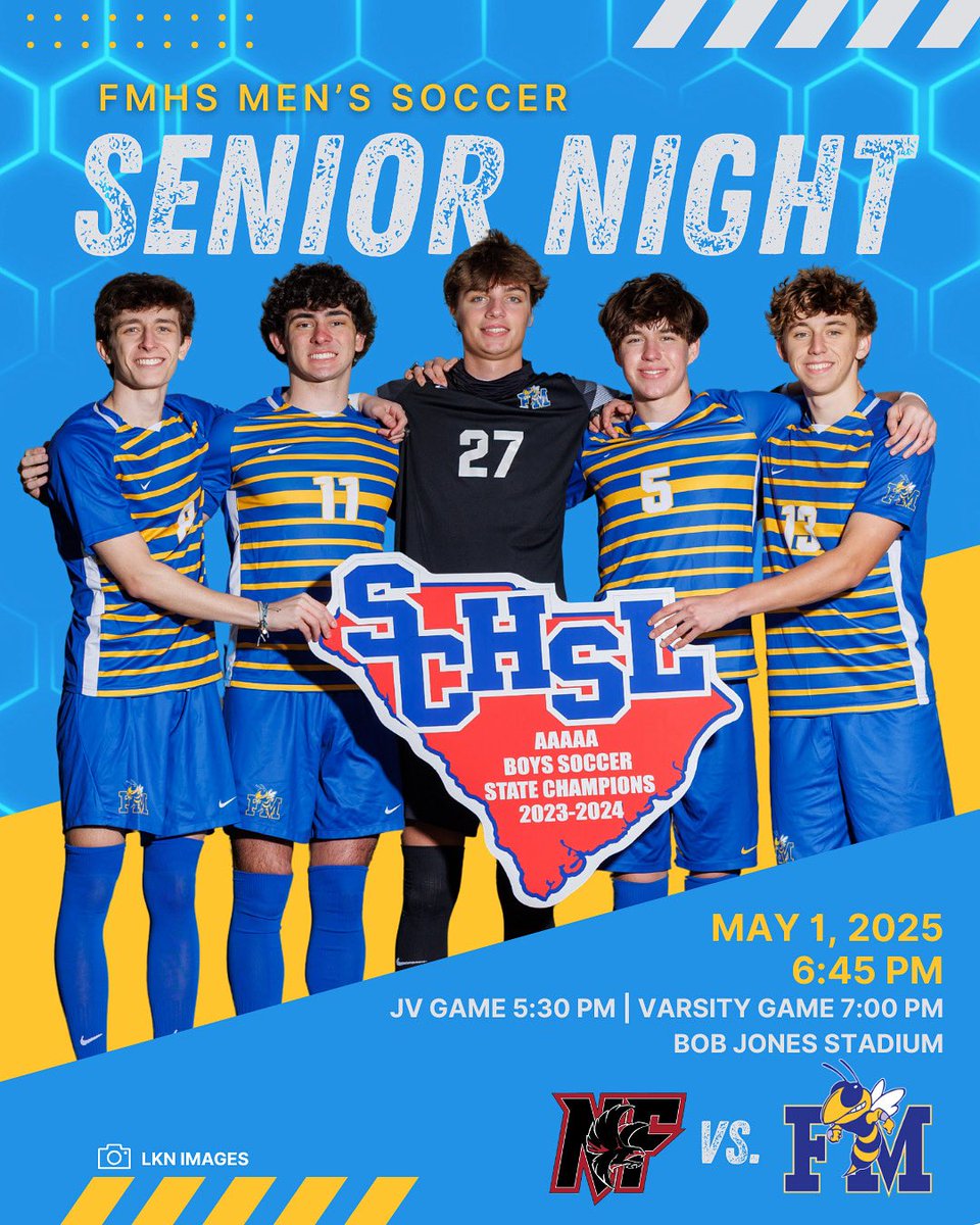 Join us on May 1st as we celebrate and honor our seniors.It will be a fun night..⚽️🐝 #OneFamily #Believe #WeAreFortMill